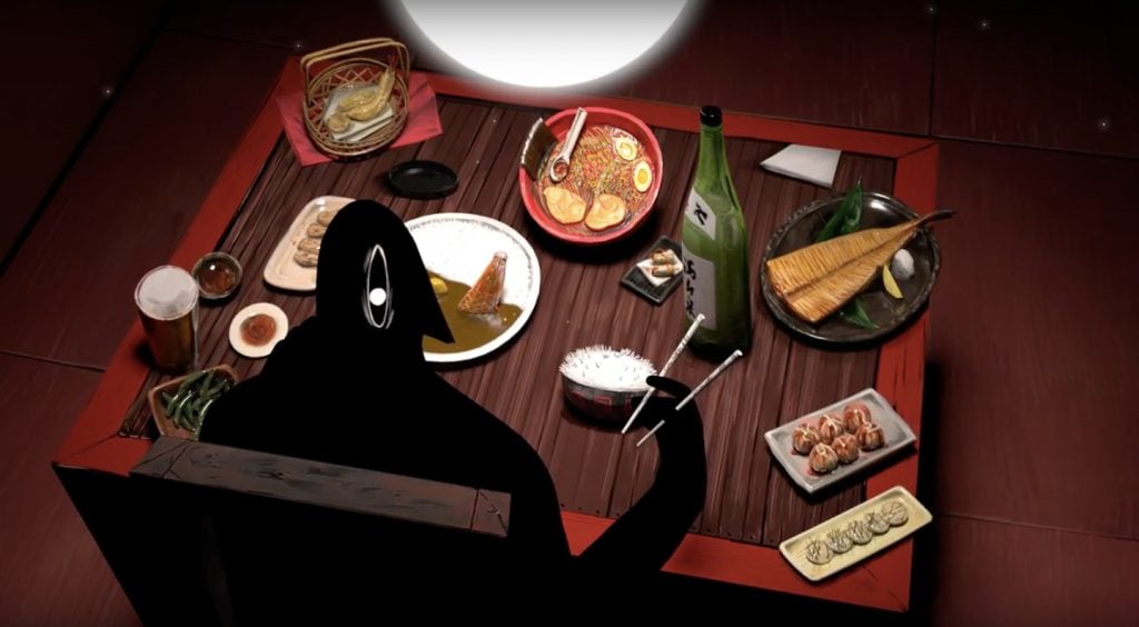 Der einäugige Mann aus Umami isst köstliche japanische Speisen und erinnert sich an seine schmerzvolle Vergangenheit. © Tiny Planets