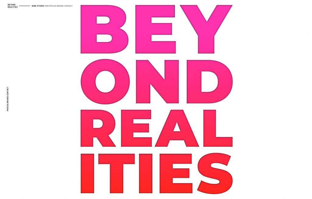 Titelbild der Studie Beyond Realities von Phocus Brand Contact. Ich schreibe darin über Storytelling in Virtual Realities und wie es sich verändert.